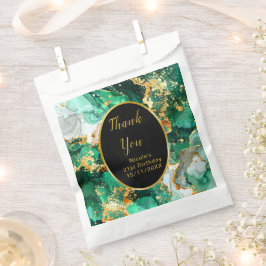 Emerald Green and Gold Marble Agate Birthday Party フェイバーバッグ