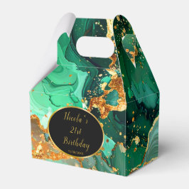 Emerald Green and Gold Marble Agate Birthday Party フェイバーボックス