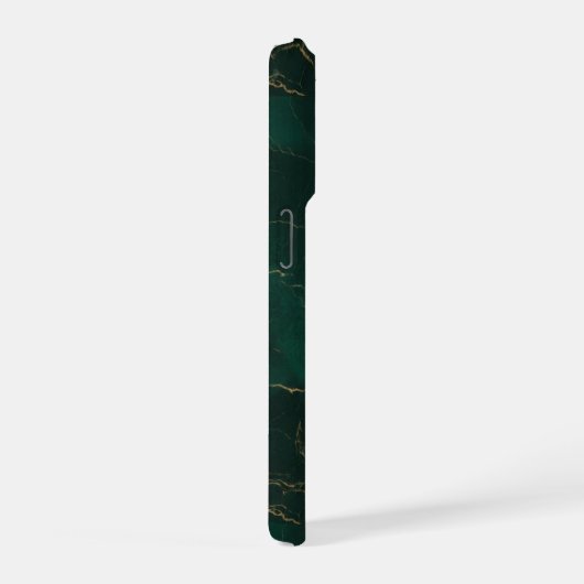 Emerald Green and Gold Marble Texture Luxury iPhoneケース (右側面)