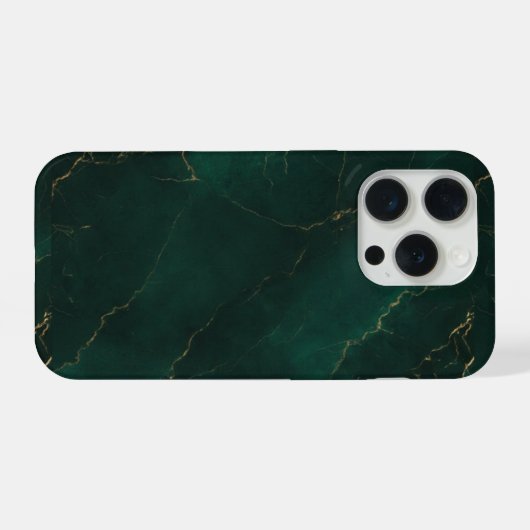 Emerald Green and Gold Marble Texture Luxury iPhoneケース (裏面横)
