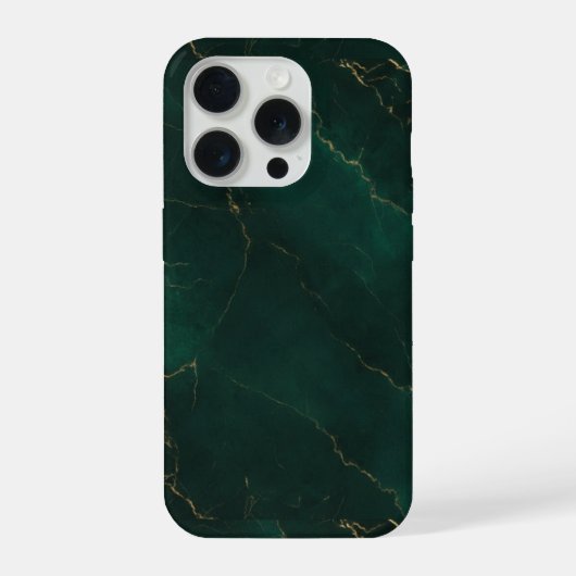 Emerald Green and Gold Marble Texture Luxury iPhoneケース (裏面)
