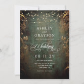 Emerald Green and Gold Wedding 招待状 (正面)