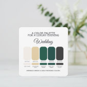 Emerald Green and Gold Wedding Color Palette Card 招待状 (スタンド正面)