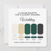 Emerald Green and Gold Wedding Color Palette Card 招待状 (裏面)