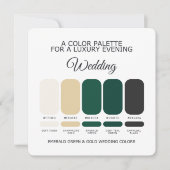 Emerald Green and Gold Wedding Color Palette Card 招待状 (正面)