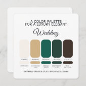 Emerald Green and Gold Wedding Color Palette Card 招待状 (正面/裏面)