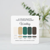Emerald Green and Gold Wedding Color Palette Card 招待状 (スタンド正面)