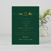 Emerald Green And gold Wedding We do 箔招待状 (立ち正面)