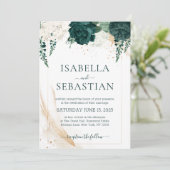 Emerald Green and White Rose Floral BUDGET 招待状 (スタンド正面)