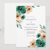 Emerald Green Artistic Spring Wedding 招待状 (正面/裏面)