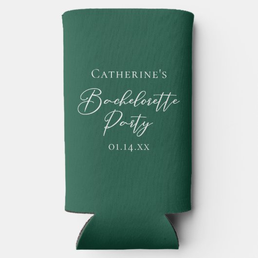 Emerald Green Bachelorette Party Personalized スリム缶クーラー (裏面)