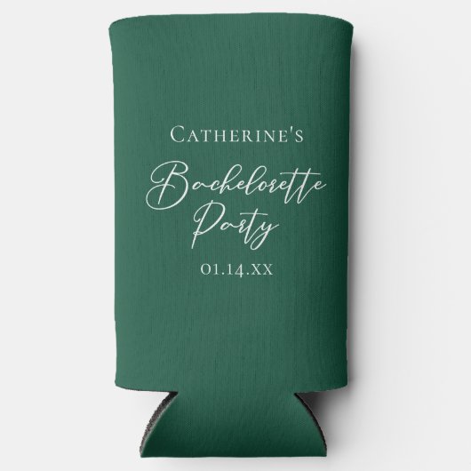 Emerald Green Bachelorette Party Personalized スリム缶クーラー (正面)