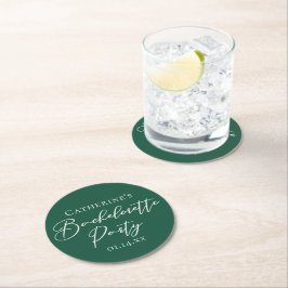 Emerald Green Bachelorette Party Personalized ラウンドペーパーコースター
