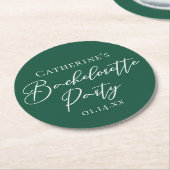 Emerald Green Bachelorette Party Personalized ラウンドペーパーコースター (アングル)