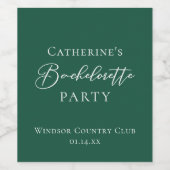 Emerald Green Bachelorette Party Personalized ワインラベル (シングルラベル)