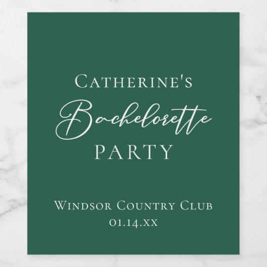 Emerald Green Bachelorette Party Personalized ワインラベル (シングルラベル)