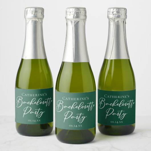 Emerald Green Bachelorette Party Personalized Mini スパークリングワインラベル (ボトル)