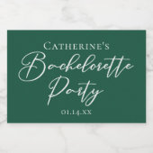 Emerald Green Bachelorette Party Personalized Mini スパークリングワインラベル (シングルラベル)