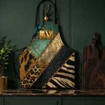 Emerald Green Black Gold Animal Print 