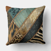 Emerald Green Black Gold Animal Print クッション (裏面)