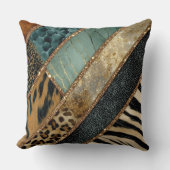 Emerald Green Black Gold Animal Print クッション (正面)