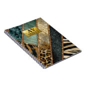 Emerald Green Black Gold Animal Print ノートブック (右側)