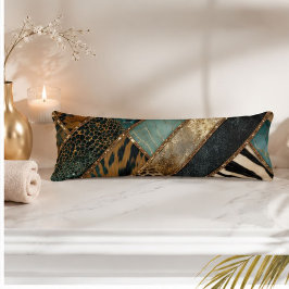 Emerald Green Black Gold Animal Print ボディピロー