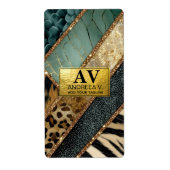 Emerald Green Black Gold Animal Print ラベル (正面)