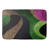 Emerald Green Black Gold Glitter Abstract Luxe バスマット (正面)