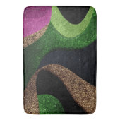 Emerald Green Black Gold Glitter Abstract Luxe バスマット (正面縦)