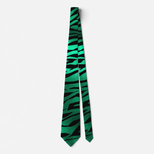 Emerald Green Black Tiger Stripes Wild Animals ネクタイ (正面)