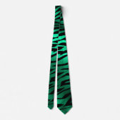 Emerald Green Black Tiger Stripes Wild Animals ネクタイ (裏面)