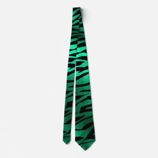 Emerald Green Black Tiger Stripes Wild Animals ネクタイ (裏面)