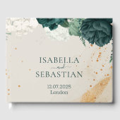 Emerald Green Blush Rose Floral Wedding ゲストブック (正面)