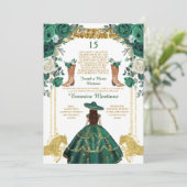 Emerald Green Boots Spanish Gold 15 Años Birthday 招待状 (スタンド正面)