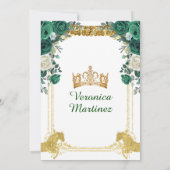 Emerald Green Boots Spanish Gold 15 Años Birthday 招待状 (裏面)