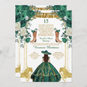 Emerald Green Boots Spanish Gold 15 Años Birthday 招待状 (正面/裏面)