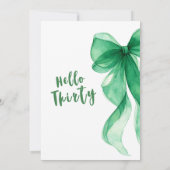 Emerald Green Bow 30th Birthday Invitation 招待状 (裏面)