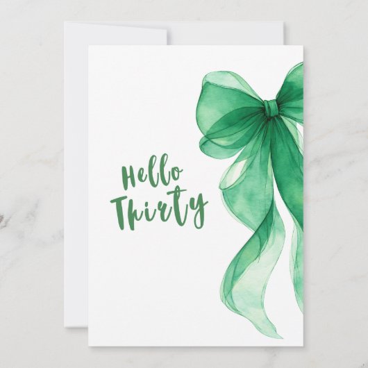 Emerald Green Bow 30th Birthday Invitation 招待状 (裏面)
