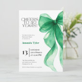 Emerald Green Bow 40th Birthday Invitation 招待状 (スタンド正面)