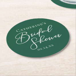 Emerald Green Bridal Shower Personalized ラウンドペーパーコースター
