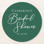 Emerald Green Bridal Shower Personalized ラウンドペーパーコースター (正面)