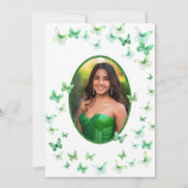 Emerald Green Butterflies Dress Photo Quinceanera 招待状 (裏面)