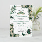 ​Emerald Green Butterfly Quinceañera Invitation 招待状 (スタンド正面)