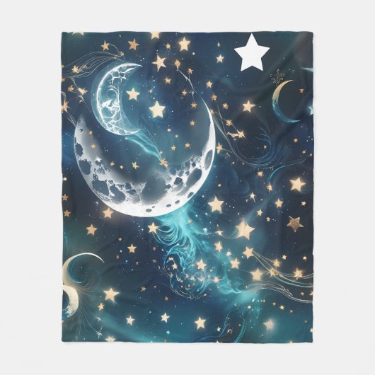 Emerald Green Celestial Moon Blanket – Luxury Seam フリースブランケット (正面)