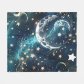 Emerald Green Celestial Moon Blanket – Luxury Seam フリースブランケット (正面(横))
