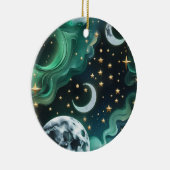 Emerald Green Celestial Moon Phases Ornament セラミックオーナメント (右)
