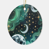 Emerald Green Celestial Moon Phases Ornament セラミックオーナメント (左)