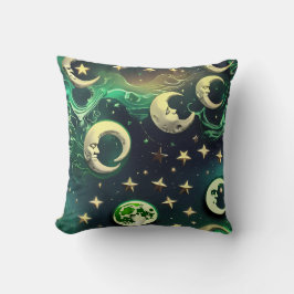 Emerald Green Celestial Moon Pillow クッション