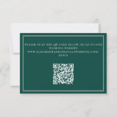 Emerald Green Checkered Old Money QR Code Wedding 出欠カード (裏面)